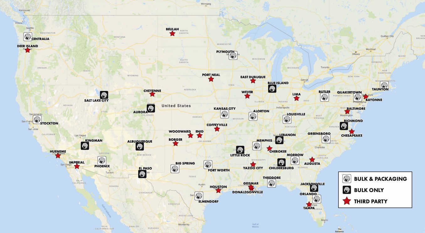 Map of Musket Corp. locations