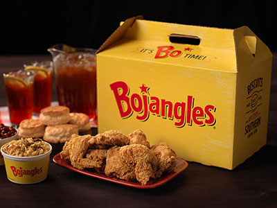 Bojangles Big Bo Box with chicken biscuits and iced tea