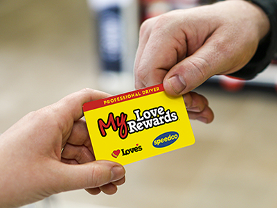 Love's employee handed professional driver his My Love Rewards card