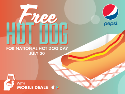 Graphic of a hot dog for national hot dog day 